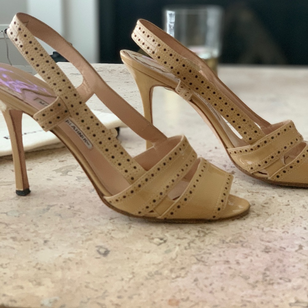 Manolo Blahnik sling back peep toe pumps - Picture 6 of 8